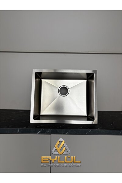 3mm 40x60 Silver Dekorlu yüzey Mutfak Evyesi Tek Gözlü – Paslanmaz Çelik, Modern Tasarım, Derin Hazne, Ankastre Uyumlu