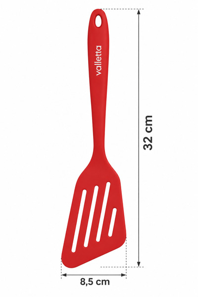 valletta Premium Isıya Dayanıklı Delikli Silikon Spatula – Kırımız