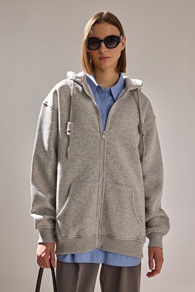 Touché Privé HOODED ZIPPERED OVERSIZE SWEATSHIRT