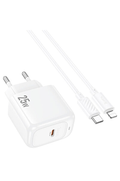 Hoco Φορτιστής Πρίζας CS 53 A, PD 25 W, Καλώδιο USB-C + Lightning, 1 μ., Γρήγ...