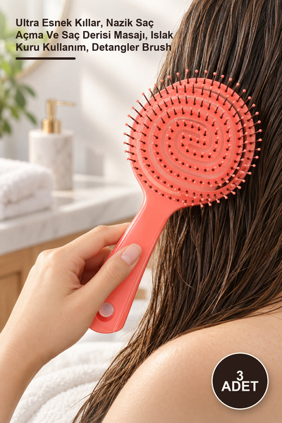 Yenilig 3 Pieces of 3-Dimensional Hair Massage Brush – Ultra Flexible Bristle...