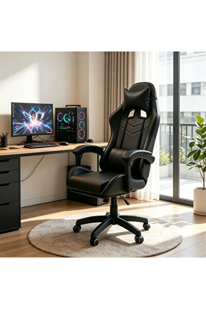 BESTONE Black Sleek Ergonomic High-Back Racing Gaming Chair, Multi-Angle Adju...