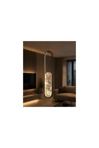 Vivense ÖZCAN AYDINLATMA ALABASTER TEKLİ SARKIT 70*20 SİYAH, 2869-2-19