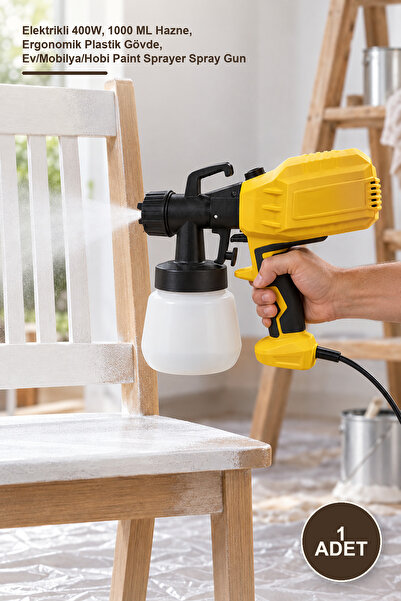 Yenilig 1 Adet Boya Tabancası – Elektrikli 400W, 1000 ML Hazne, Ergonomik Plastik Gövde, Ev/Mobilya/Hobi Paint Sprayer Spray Gun