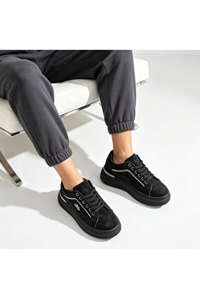 Tmall Adidași de damă, din piele cu aspect inversat, D1516, Negru