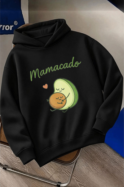 K KOZZ STYLE Γυναικείο φούτερ με κουκούλα Mamacado με στάμπα σε μαύρο χρώμα –...