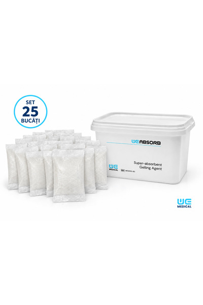 WE MEDICAL Set 25 pliculețe WE Absorb, gelifiant superabsorbant pentru pungi ...