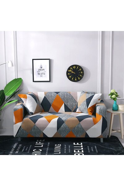 Noonedibs Husă de canapea elastică 3 locuri 181–230 cm, țesătură jacard polie...