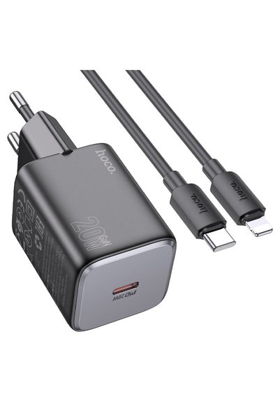 Hoco Network Charger + Lightning Cable N 40, 20 W, 1 xUSB-C, PD - Black