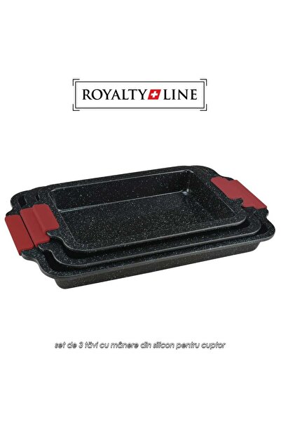 Royalty Line RL-CC3 - set de 3 tăvi de copt cu mânere din silicon