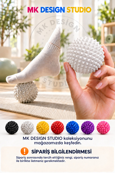 MK DESIGN STUDIO El ve Ayak Masaj Topu – 3D Baskı Dokulu Rahatlama Topu