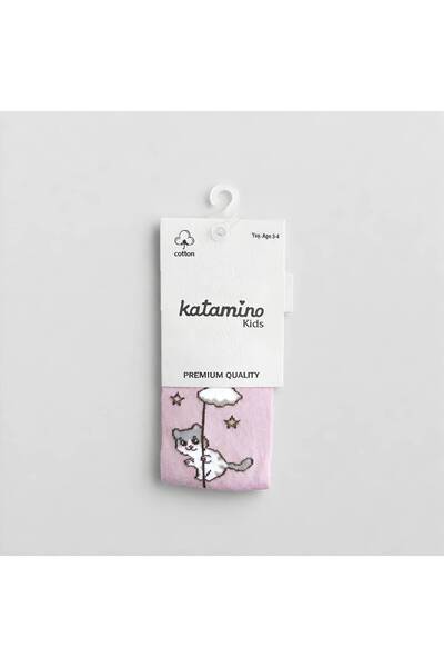 Katamino جوارب طويلة قطنية منقوشة على شكل قطة من زولا للفتيات
