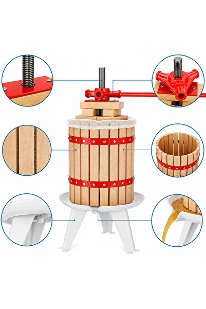 zola Teasc manual pentru struguri si fructe, 6L, mecanism cu surub, cos din lemn, inaltime 58 cm
