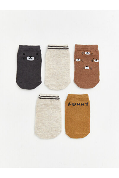 LC Waikiki Two Mt Shop Quality Lcw Baby Gray Patterned 5-Pack Baby Boy Bootie...