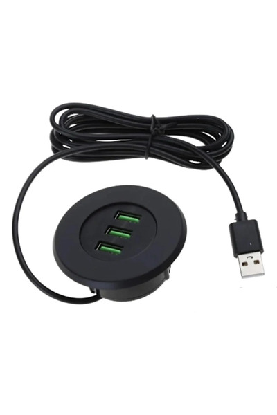 Temiz Pazar 6028 USB 3 Port Hub Masaüstü Gömme Çoklayıcı Çoğaltıcı Kablolu Şarj