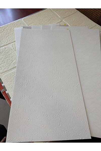 Bien Home 10 Adet, Yüksek Kalite Kabartmalı Dokulu Beyaz Renk Gerçek Sıva Hissi Modern Beton Görünüm Desenli Pvc Mat Panel Kendinden Yapışkanlı Duvar Kaplaması Mat-1001, 30x60 CM