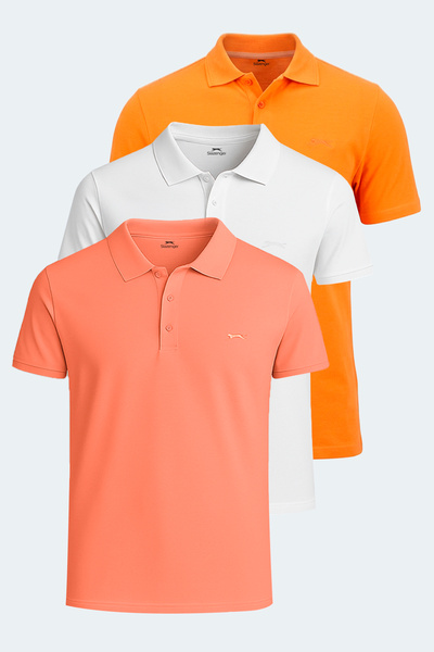 Slazenger مجموعة سوهو مكونة من 3 قمصان تي شيرت للرجال باللون الأبيض - السلمون...