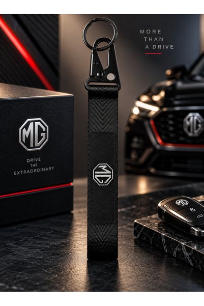 MG Premium Style Car Keychain With Metal Clip & Fabric Strap, Stylish Key Hol...