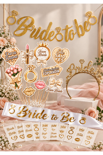 BALON DİYARI Bride To Be Gold Bekarlığa Veda Parti Seti – 11'li Konuşma seti ...