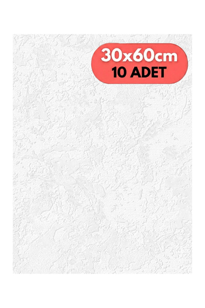 Bien Home 10 Adet, Yüksek Kalite Kabartmalı Dokulu Beyaz Renk Gerçek Sıva Hissi Modern Beton Görünüm Desenli Pvc Mat Panel Kendinden Yapışkanlı Duvar Kaplaması Mat-1001, 30x60 CM