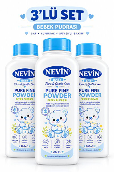 nevin Baby 200 GR Bebek Pudrası - Hassas Ciltler İçin Uygun 3'LÜ SET