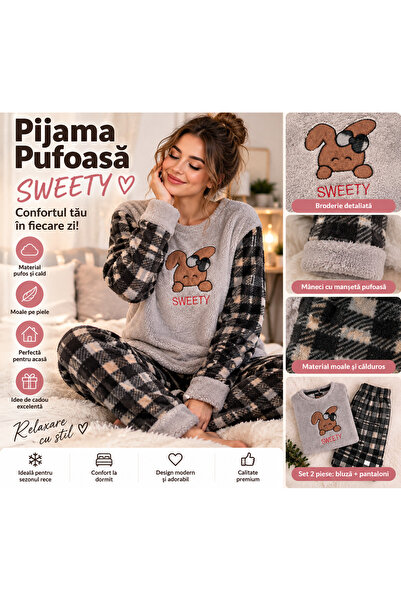Generic Brand SWEETY Γυναικείες Αφράτες Πιτζάμες με Σχέδια – Σετ 2 τεμαχίων, ...