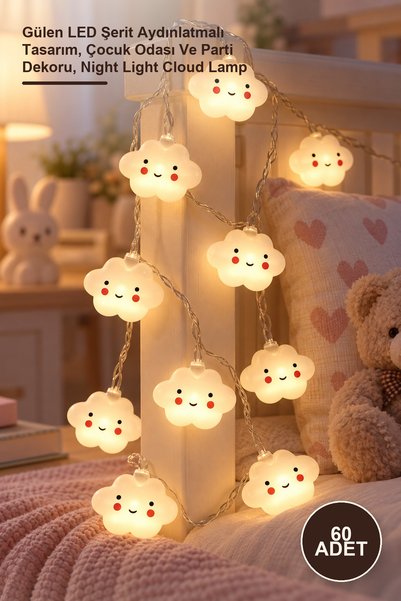 Yenilig 60 Pieces Cloud Night Light – Smiling Led Strip Illuminated Design, C...