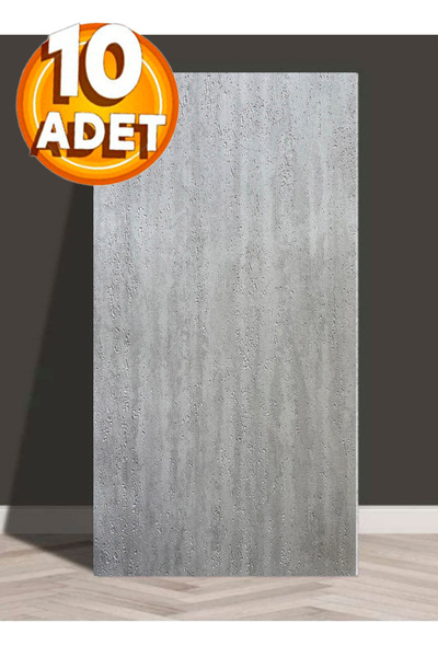 Bien Home 10 Adet, Yüksek Kalite Kabartmalı Dokulu Gri Tonlarında Gerçek Sıva Hissi Modern Beton Görünüm Desenli Pvc Mat Panel Kendinden Yapışkanlı Duvar Kaplaması Mat-3002, 30x60 CM