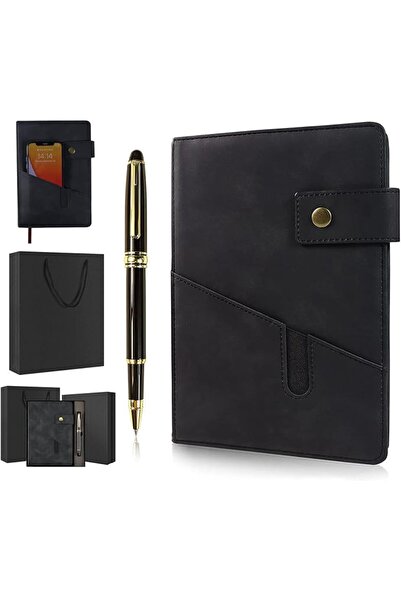 NALACAL Notebook, Black A5 Lined Leather Journal Personalized Hardcover Journ...