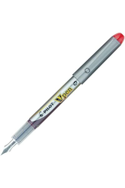 Pilot V-Pen Disposable Medium Nib Fountain Pen, Red