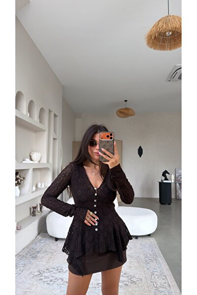 Buket Teke Brown Premium Lace Blouse