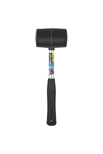Deli Rubber Hammer with Steel Handle 450 g, 305 mm Size, Black/Silver