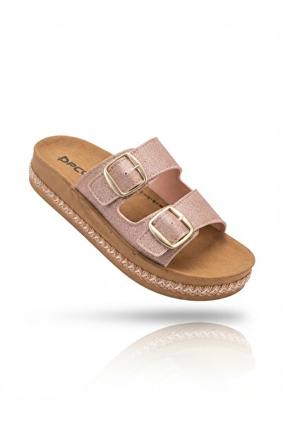 Elit Polen 1199 Orthopedic Double Buckle Glitter Detailed Daily Women's Slippers