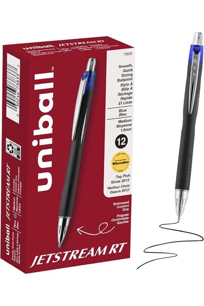 UNİ-BALL Jetstream RT Ballpoint Pens, Bold Point (1.0mm), Blue, 12 Count
