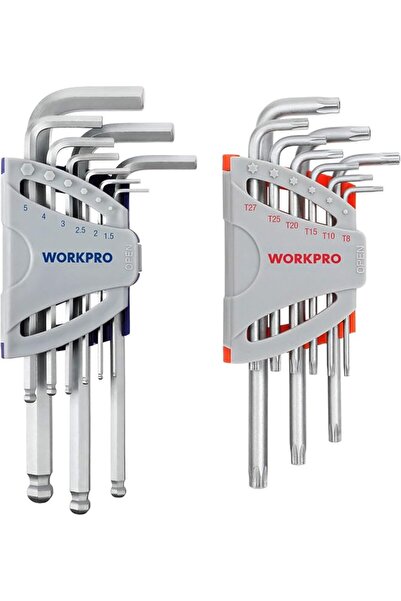 Workpro طقم مفاتيح سداسية 18 قطعة، صغير ومدمج لإصلاح الدراجات والمنزل