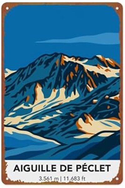 Generic Aiguille De Peclet Mountain: Modern Minimalist Landscape Poster Metal...