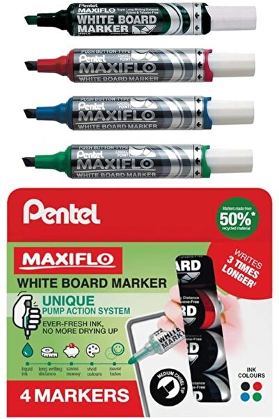 Pentel Yayınları قلم تحديد سائل للسبورة البيضاء من بنتل 5.7 مم برأس إزميل - أ...
