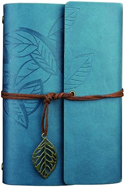 Vintageart دفتر ملاحظات بغلاف من الجلد الصناعي بتصميم عتيق، مفكرة للكتابة بنم...