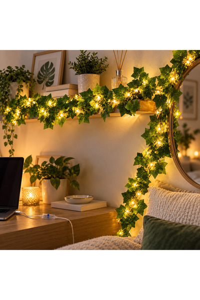 ARVALE Peri 3x2 Metre USB’li Işıklı Yapay Sarmaşık – Balkon Oda Duvar Dekoras...