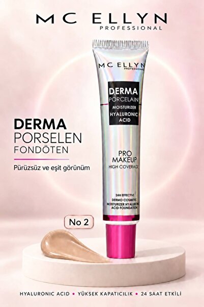 Mcellyn MC Ellyn Derma Porselen Hyaluronic Acid Fondöten Yüksek Kapatıcılık, ...
