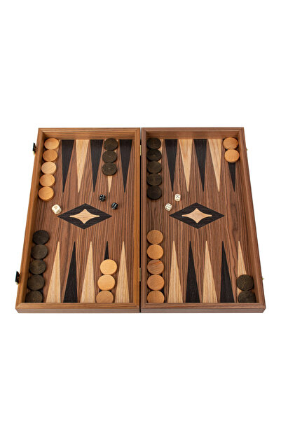 Manopoulos Set mare 3-în-1 Șah, Table, Dame, din nuc și stejar, 48x26