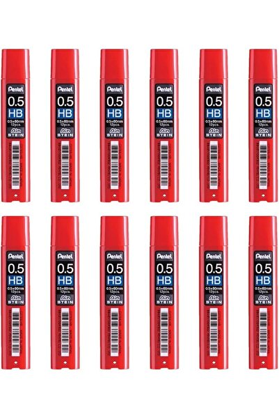 Pentel Ain Stein HB 0.5 mm Refill Lead 12-Pieces Tube, Red