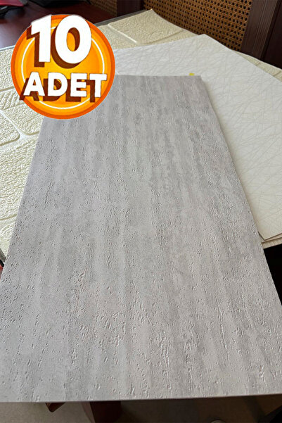 Bien Home 10 Adet, Yüksek Kalite Kabartmalı Dokulu Gri Tonlarında Gerçek Sıva Hissi Modern Beton Görünüm Desenli Pvc Mat Panel Kendinden Yapışkanlı Duvar Kaplaması Mat-3002, 30x60 CM