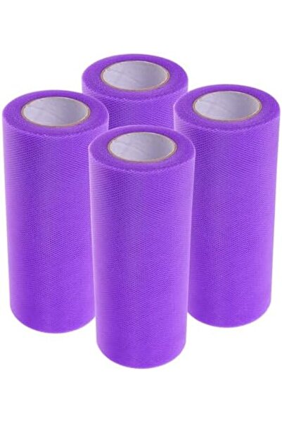 Generic ORFOFE 4 Rolls 6 Inch X 25 Yards Medium Stiff Deep Purple Tulle Mesh ...