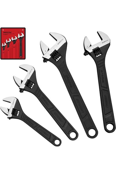 GENERAL Adjustable Wrench Set Wrenches Sets: 4-Piece 6, 8, 10, 12 Inch Chrome...