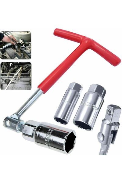MAKINGTEC مجموعة مفاتيح ربط شمعات الإشعال، مفتاح ربط أحمر بمقبض على شكل حرف T...