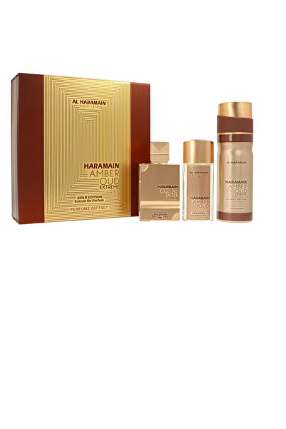 Al Haramain Set Amber Oud Gold Extreme, Extrait de Parfum 75 ml + 30 ml + bod...