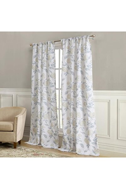 Laura Ashley Hydrangea Window Curtains with Rod Pocket, 84-inch Length, 2 Pan...