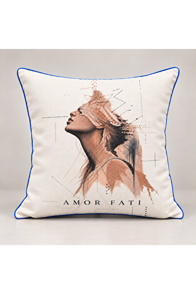 Dekoratif Kırlent - Baskılı, İç Dolgulu 45x45 cm - Amor Fati