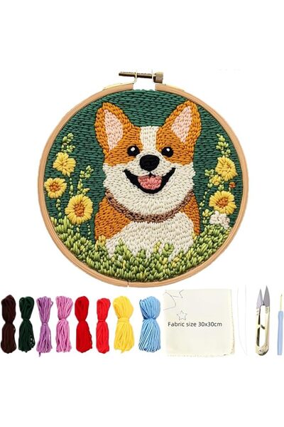 SYOSI Punch Needle Kit for Beginners with Complete Tools, Dog Pattern Embroid...